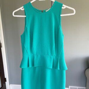 LOFT Women's Peplum Sheath Dress 0 Petite Color: Teal